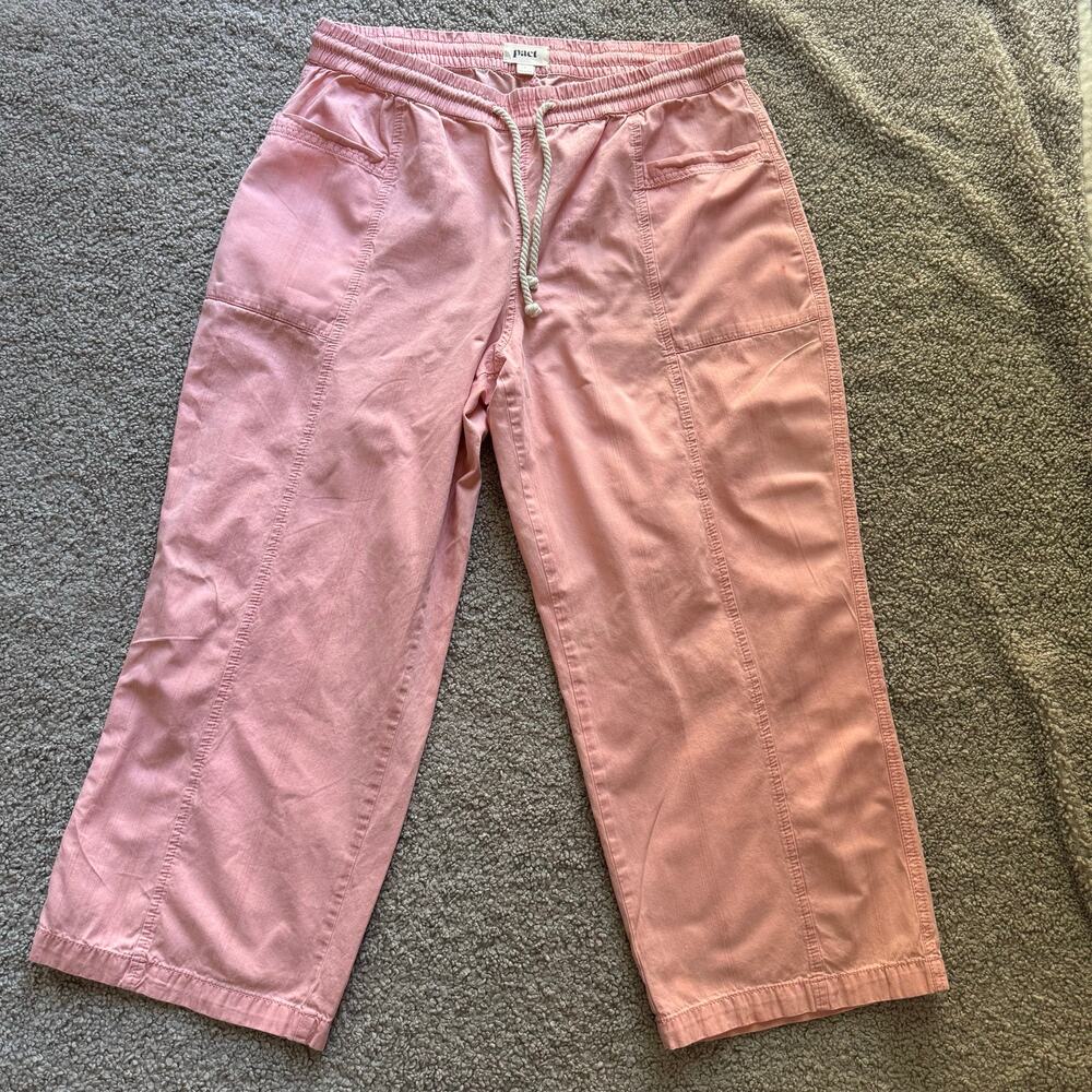 Pact Women’s Organic Cotton Pink Pull On Elastic Drawstring Pants Size Large